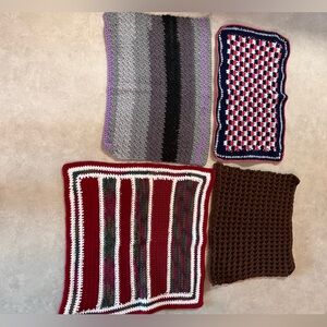 NEW Set of 4 Knitted cat or small dog blankets. Perfect for in beds or on own.